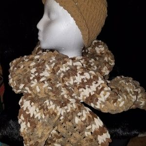 Tan soft beenie and long scarf